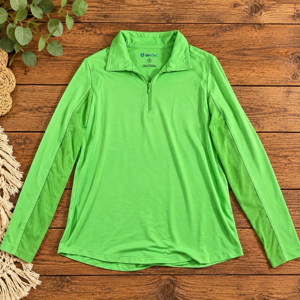 IBKUL Long Sleeve 1/4 Zip Golf Top Medium Mesh Sleeves Performance Cooling